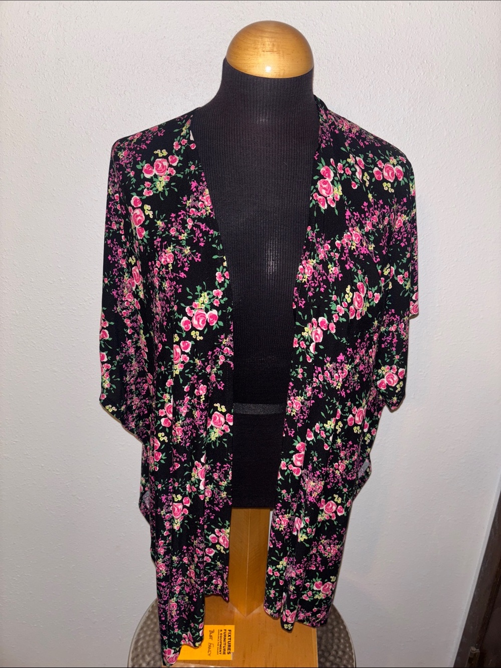 Crafty Ninja Open Front Flowy Floral Cardigan OS